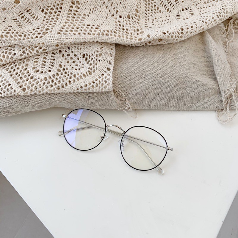 Gọng Kính Vintage Dáng Tròn Màu Đen Bạc Dáng Tròn 2626