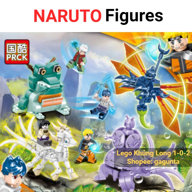 Naruto Lắp Ráp Bộ 4 Vĩ Thú + Nhân Vật 2021 Sasuke Orochimaru Jiraiya Hãng Lele