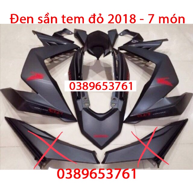 Dàn áo Winner v1 đen nhám tem đỏ 2018 chính hãng Honda