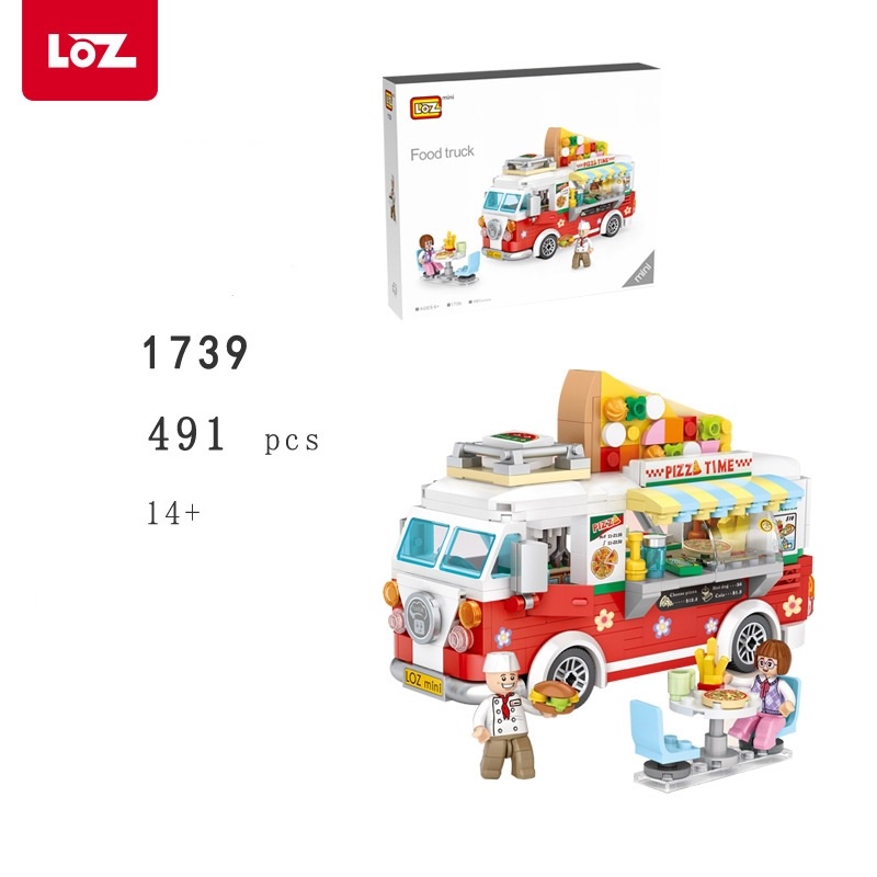 Bộ đồ chơi lắp ráp LOZ mô hình food truck- coffee truck, pizza truck, dessert truck, fruit truck