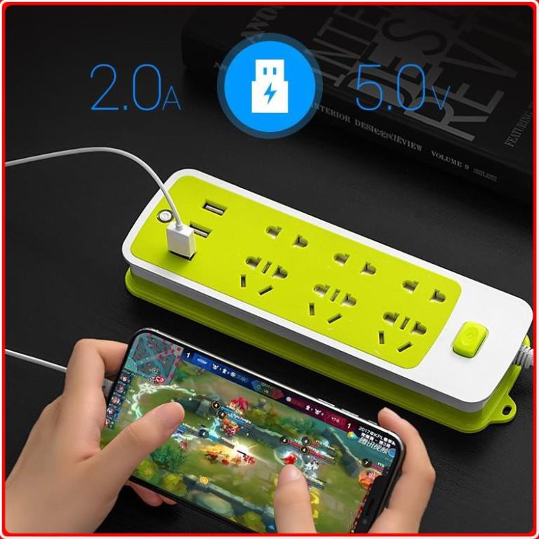 Ổ cắm điện - ổ điện chống giật gồm 6 lỗ 3 cổng usb đa năng