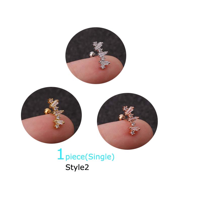 1 Khuyên Tai Bằng Thép Không Gỉ Đính Đá Zircon