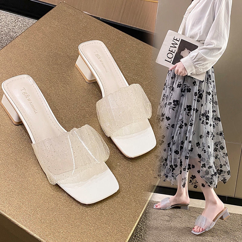 Dép Sandal Đế Dày Hở Ngón Phối Lưới Phong Cách La Mã Thời Trang Mùa Hè Hàng Mới Dành Cho Bạn Nữ 2022