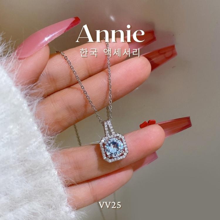 Dây chuyền nữ đính đá mặt đá vuông hottrend cao cấp ( hình chụp thật ) ANNIE VV25