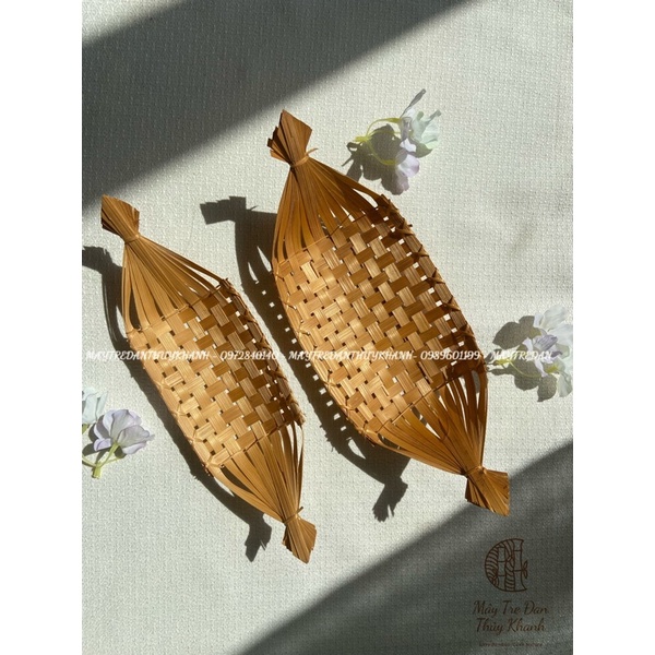 Thuyền tre đựng hoa quả đồ ăn chụp hình decor trang trí