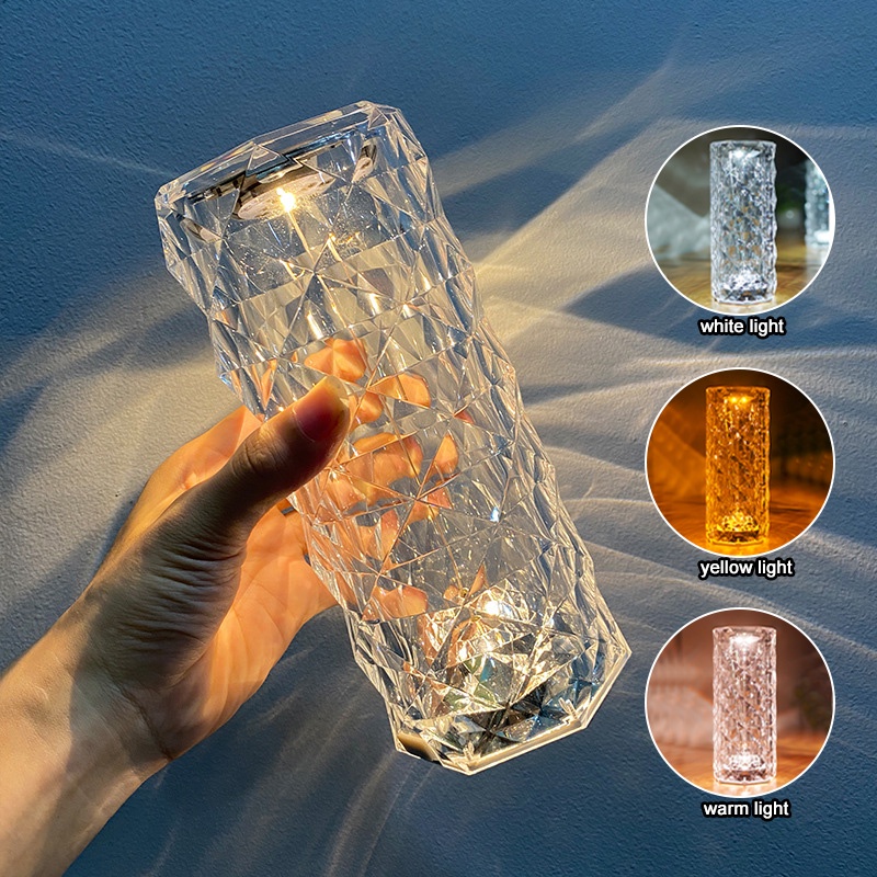 Đèn LED pha lê hình hoa hồng đổi màu độc đáo trang trí phòng ngủ/ quán bar
