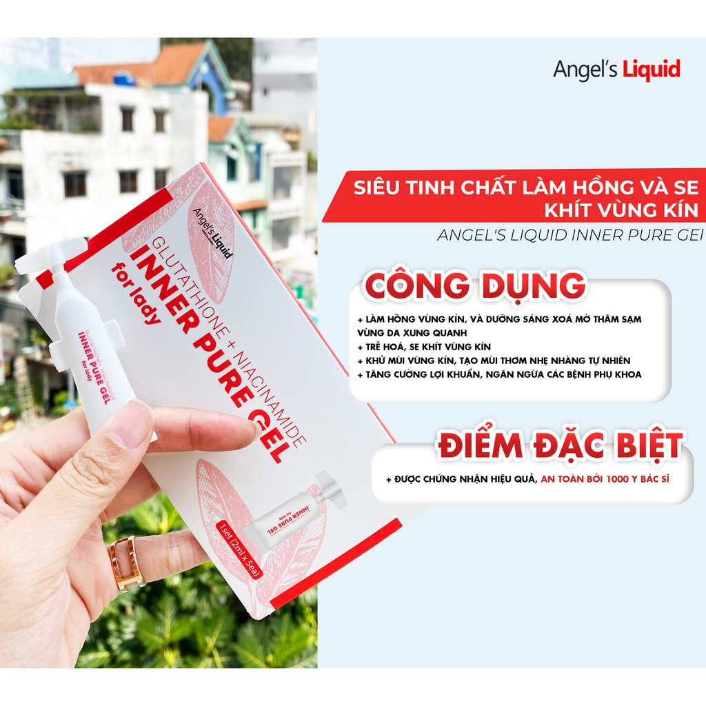 Siêu Tinh Chất Làm Hồng Se Khít Vùng Kín Angel Liquid Glutathione Plus Niacinamide Inner Pure Gel 2ml x15 ống