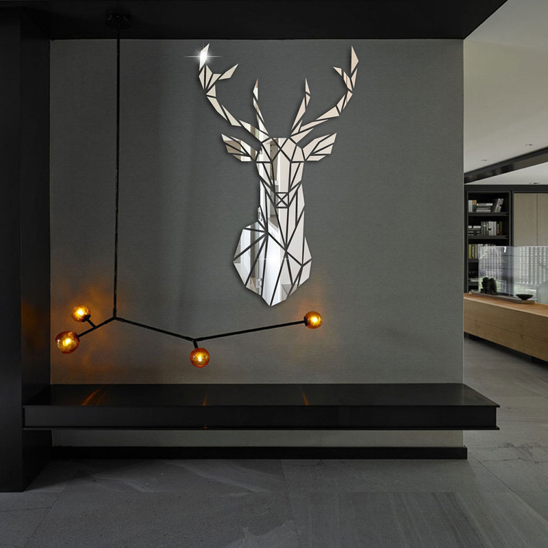 1 Bộ decal dán tường Hình Đầu Hươu 3d Dùng Trang Trí Phòng Khách, Phòng Ngủ