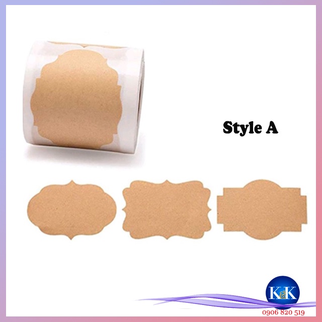 ❧K&K☙ Set 10 nhãn dán chai lọ bằng giấy Kraft