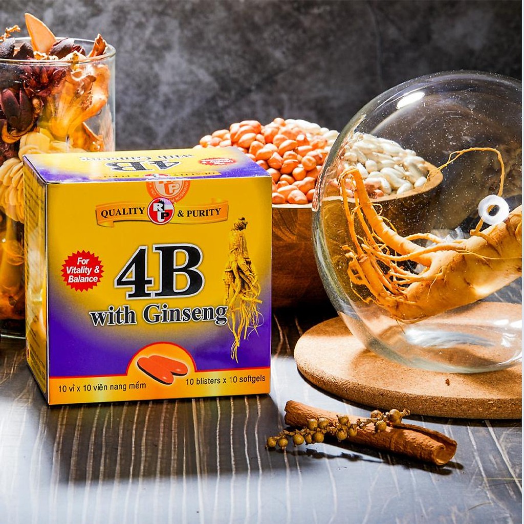 4B With Ginseng – Hỗ trợ nâng cao sức đề kháng, giảm mệt mỏi,suy nhược cơ thể, bồi bổ sức khỏe (hộp 100 viên)