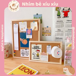 Bảng ghim gỗ bần ghi chú, tranh ảnh, postcard decor bàn học, bàn làm việc KÈM NHIỀU QUÀ TẶNG