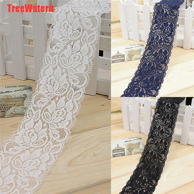 TreeWaterit 1yard 6.5cm Flower Stretch Lace Trim Sewing Dress Skirt Decor DIY Ribbon Craft