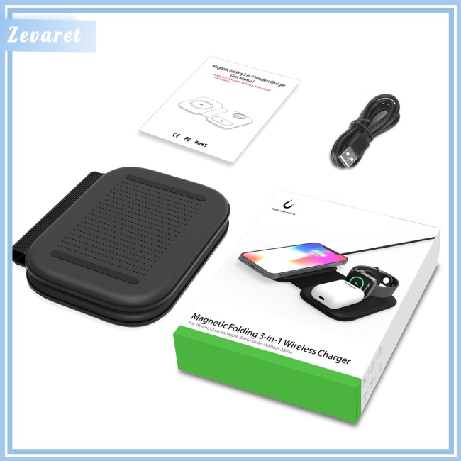 Đế Sạc Nhanh Không Dây Zevaret F20 3 Trong 1 15w Sạc Nhanh Cho Điện Thoại / iwatch / tws