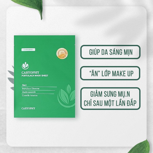 Mặt nạ Caryophy portulaca mask sheet giảm mụn mờ thâm Hàn Quốc 22g (1 miếng - 5 miếng)