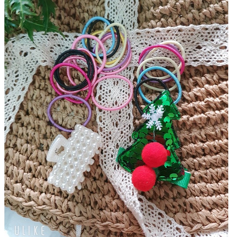 Set buộc tóc kèm kẹp mái, kẹp càng cua cho bé - 22 chi tiết