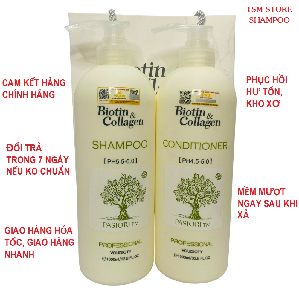 CẶP DẦU GỘI BIOTIN COLLAGEN ❤️TRẮNG CHÍNH HÃNG❤️ (NEW) SIÊU MỀM MƯỢT PHỤC HỒI TÓC (Ý) (500ML -1000ML)