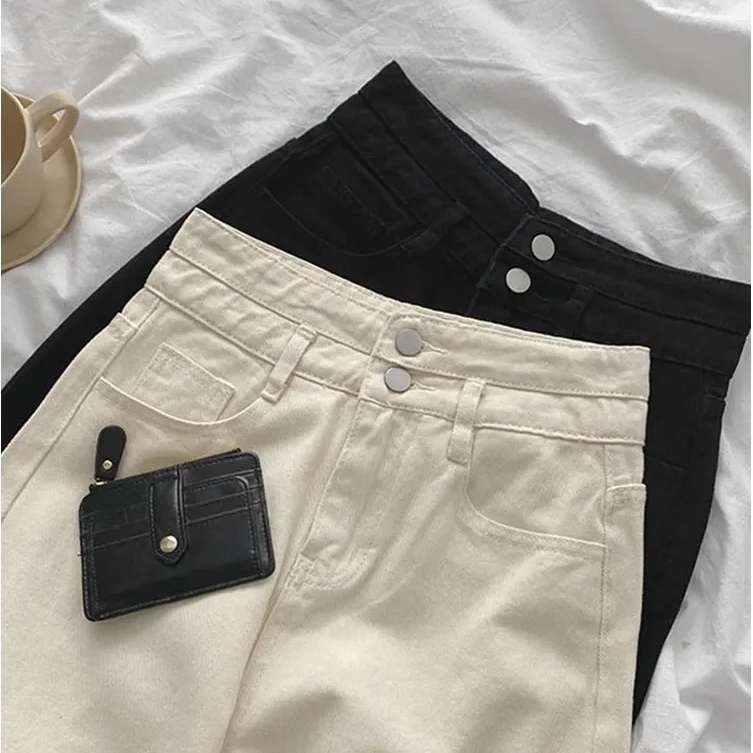 Quần jeans nữ SUXI lưng cao ống rộng thời trang Hàn Quốc