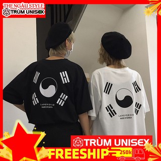 Áo thun unisex áo phông áo cooton nam nữ bát quái âm dương hàn quốc màu đen the ngầu style tns77