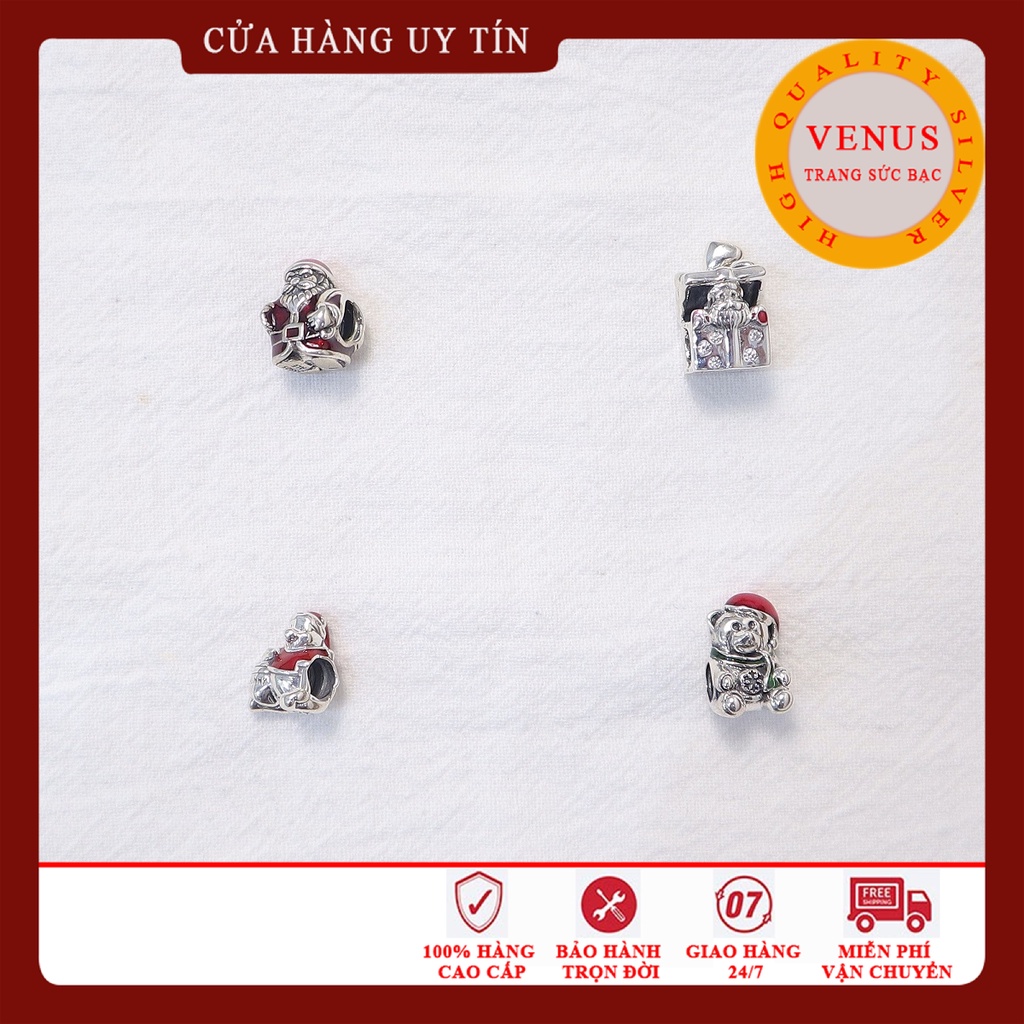 [Charm bạc 925 cao cấp] Charm bạc màu đỏ giáng sinh- Mã sản phẩm VENUSS12