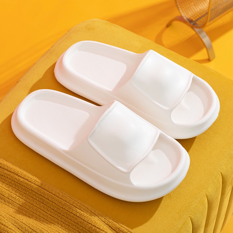 [ Fom nhỏ tăng 1-2sz ] Dép bánh mì unisex, Quai lồi, Dép nữ quai ngang chất liệu EVA hai màu trắng đen trơn