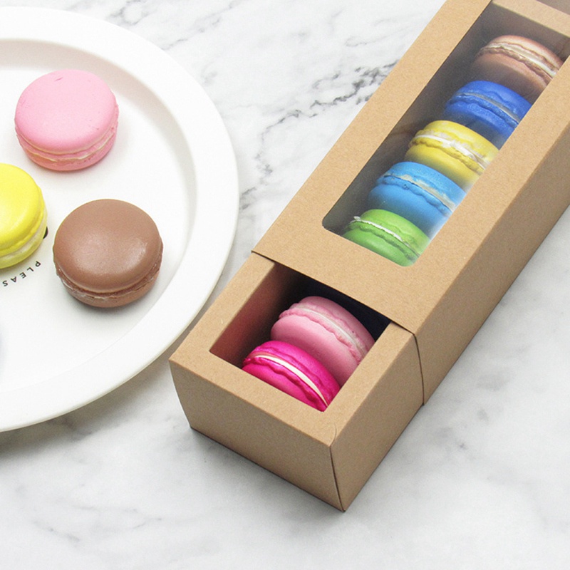 Hộp Giấy Kraft Trong Suốt Đựng Bánh Macaron Tiện Dụng
