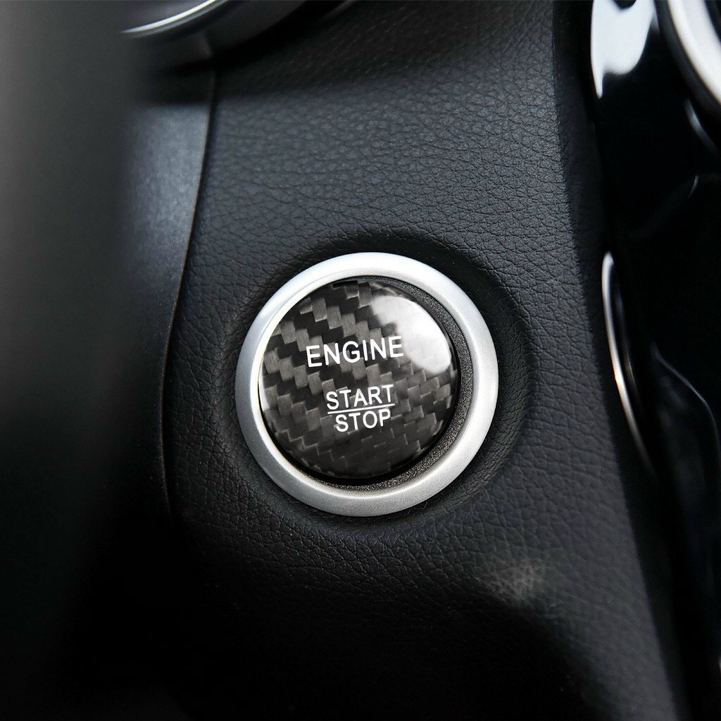 Ốp Nút Start Stop sợi Carbon Mercedes-Benz, Mer C, E, GLC, GLK, AMG