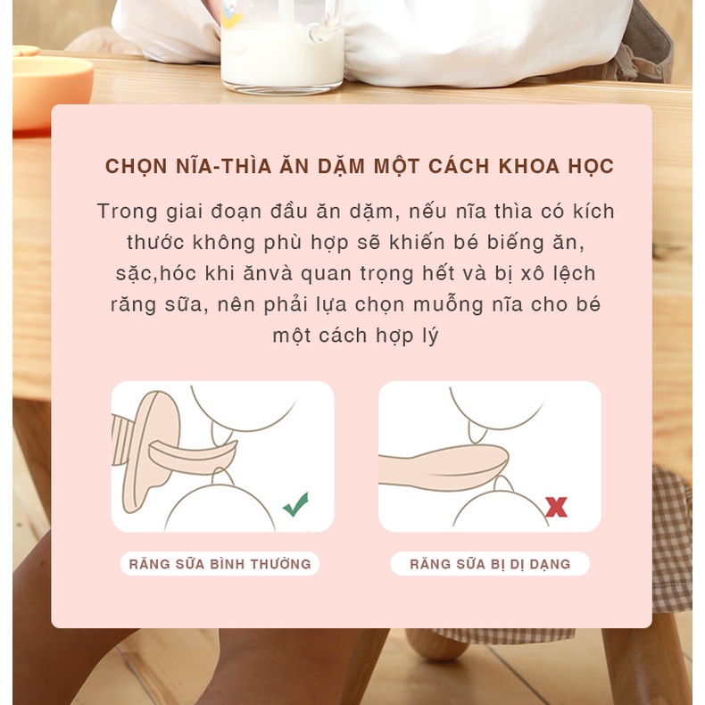 Bộ nĩa thìa ăn dặm cho bé muỗng và nĩa silicon giúp trẻ tập xúc ăn ADAM11 KIDS GARDEN