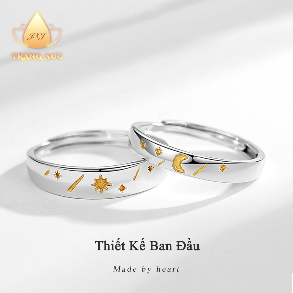 🔥🔥Nhẫn Đôi Nam nữ Thiết kế ban đầu Mặt trăng Mặt trời Màu vàng Mạ bạc Quà ngày lễ tình nhân Làm bằng tay NH-119