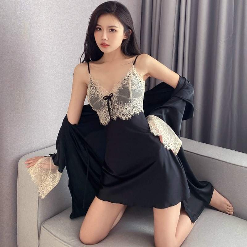 Đầm Ngủ Nữ 2 dây Sexy lụa satin - latin Siêu Mát ĐN103