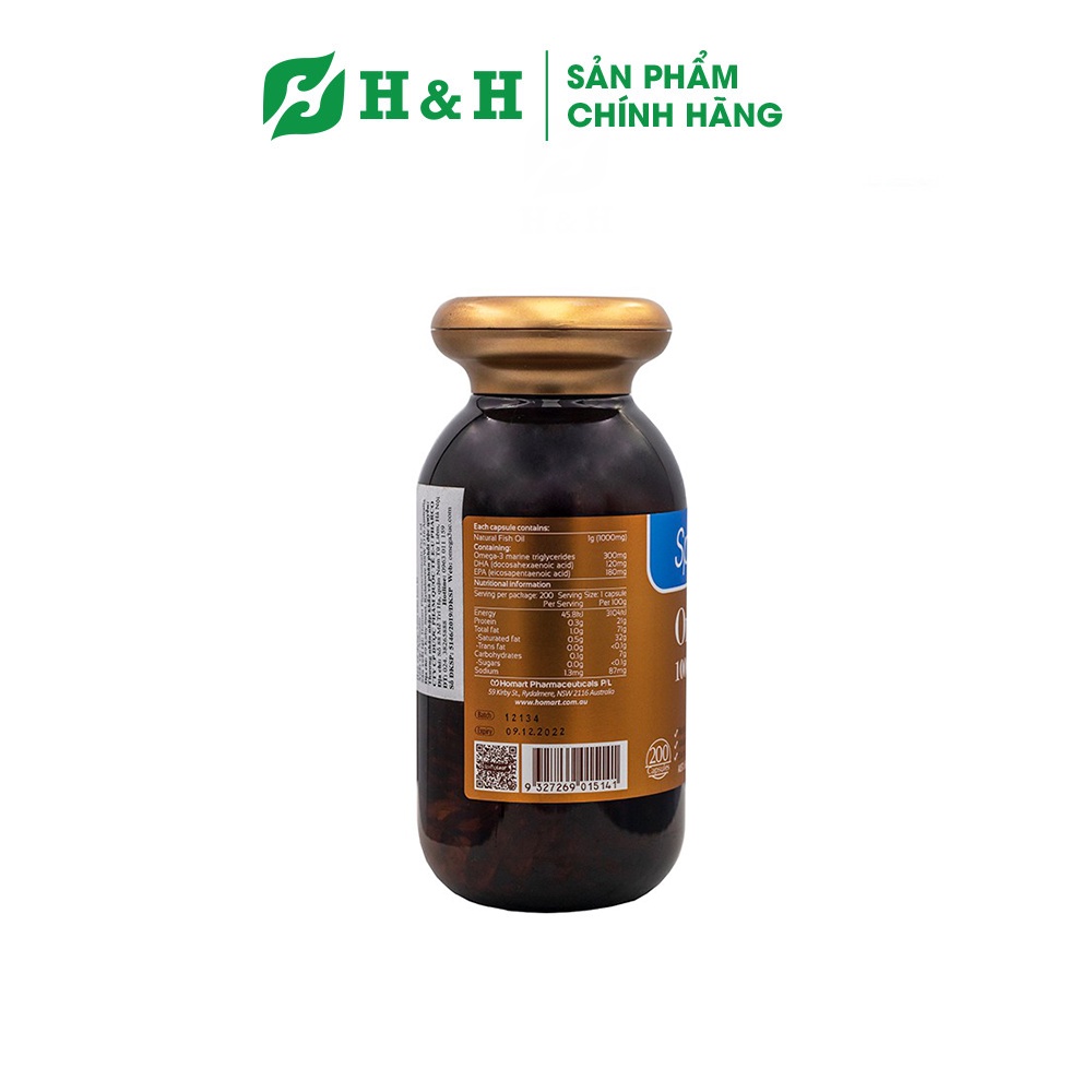 Viên uống bổ mắt, não bộ và tim mạch - Spring Leaf Omega-3 (200 viên)