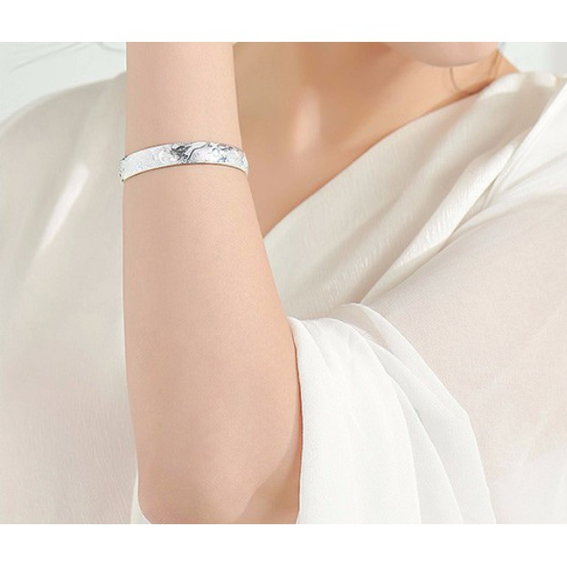 Vòng tay bạc 925 cho phụ nữ cổ điển hình rồng và phượng hoàng vòng tay bạc thời trang