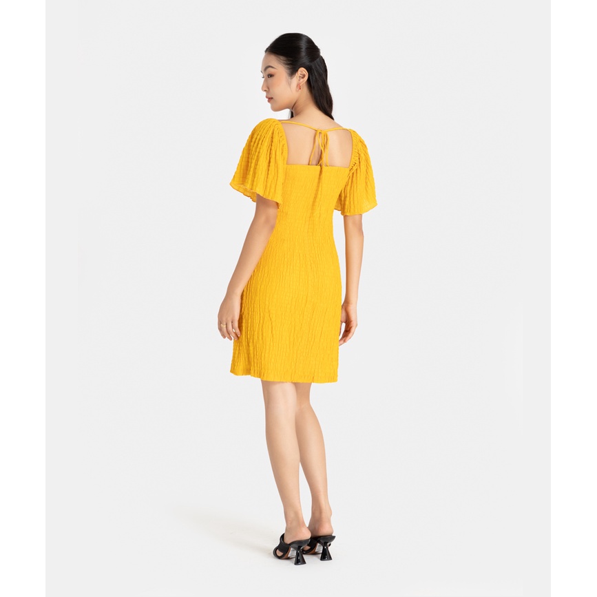 Đầm Nhún Ngực Thời Trang Nữ HNOSS Cổ Vuông Tay Bồng HNDLU053