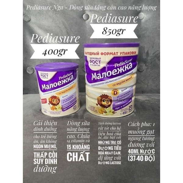 [DATE 4/2024] Sữa PEDIASURE Nga nội địa lon 850g vị vani cho bé 1-10 tuổi