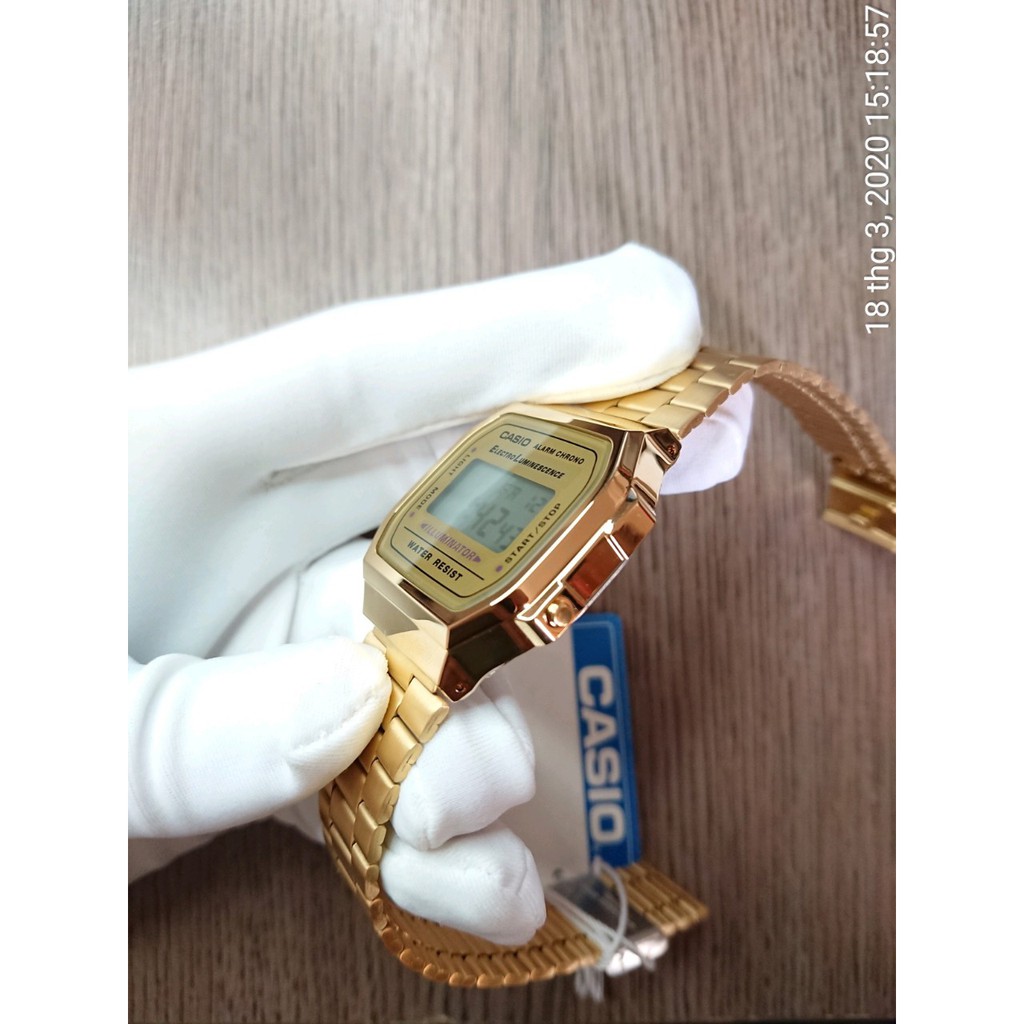 Đồng hồ Nam,Nữ Casio A168WG-9WDF Dây kim loại, kính nhựa - Máy pin