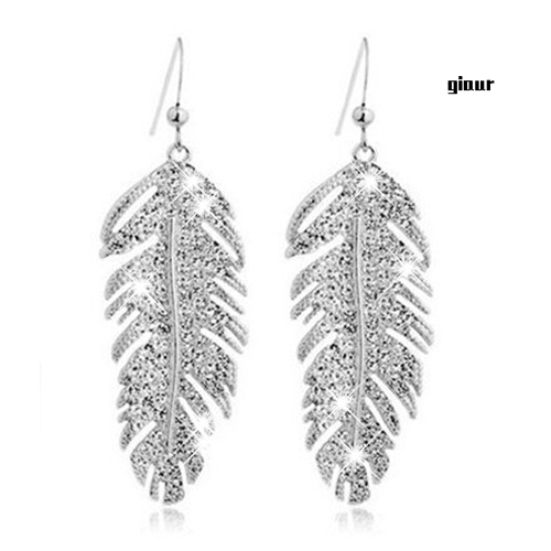 Bông Tai Móc Hình Lông Vũ Bằng Hợp Kim Đính Đá Phong Cách Boho Cổ Điển Cho Nữ