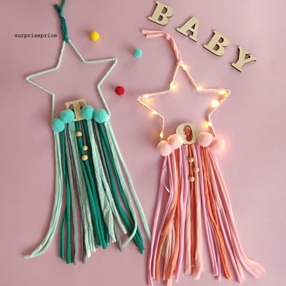 SPP_Five-pointed Star LED Light Strip Dream Catcher Wall Hanging Ornament Home Decor