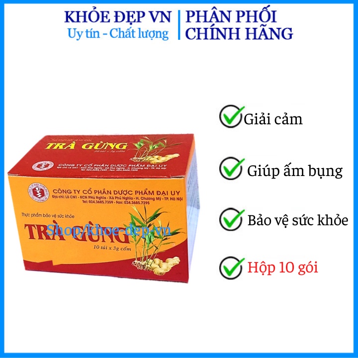 HSD 2023 - Trà gừng quế Đại Uy làm ấm cơ thể, giảm đầy hơi, khó tiêu, giảm cảm lạnh - Hộp 10 gói x 3g | BigBuy360 - bigbuy360.vn