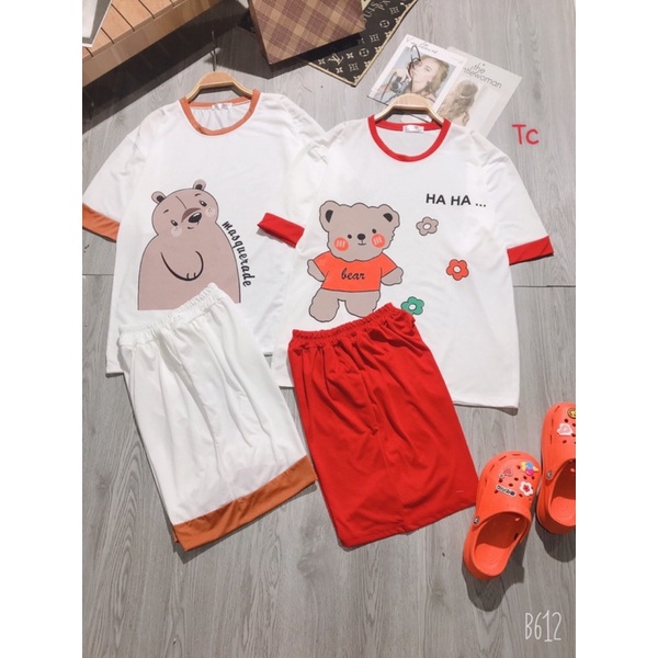 Set bộ đùi gấu đỏ chất cotton freesize 38-65kg