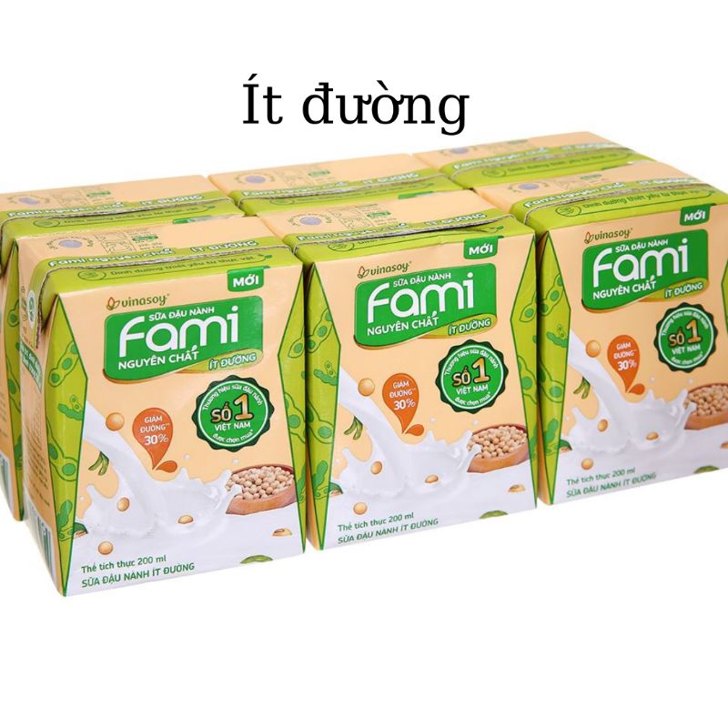 Lốc 6 hộp Fami nguyên chất ít đường 200 ml