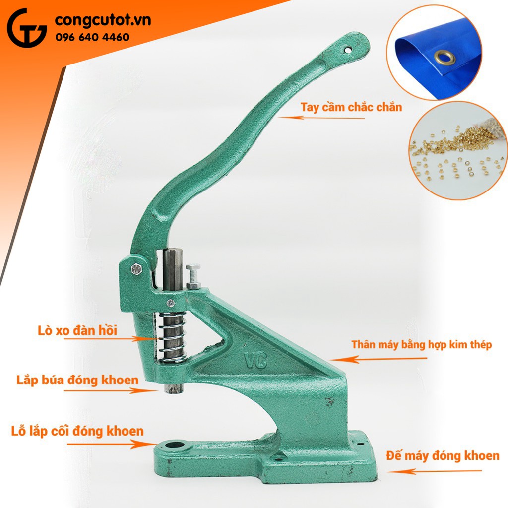 Máy đóng khoen bạt bằng tay kèm 1 khuôn máy ( kích thước khuôn tùy chọn)