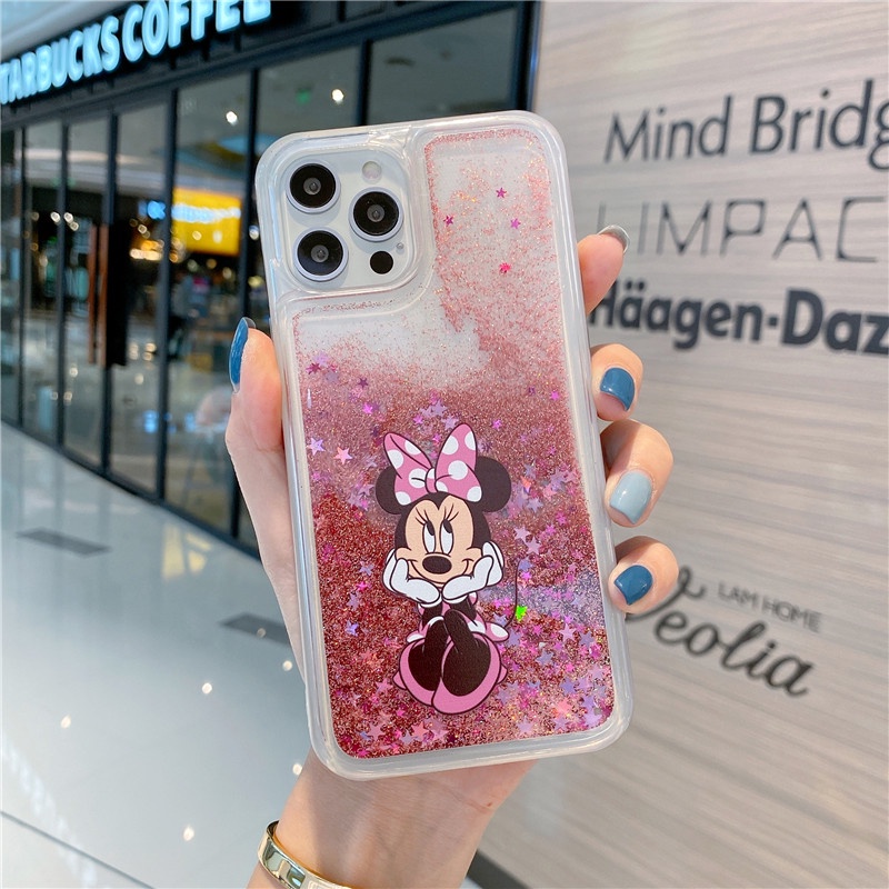 Ốp Điện Thoại Dẻo Họa Tiết Hoạt Hình Cô Gái Xinh Đẹp Kèm Quicksand Cho iPhone 13 Pro MAX 12 11 Pro MAX XS MAX XR X 6 7+8 Plus