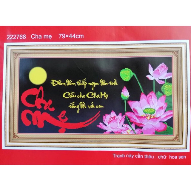 Tranh thêu chữ thập Cha Mẹ 222768 (79x44) chưa thêu