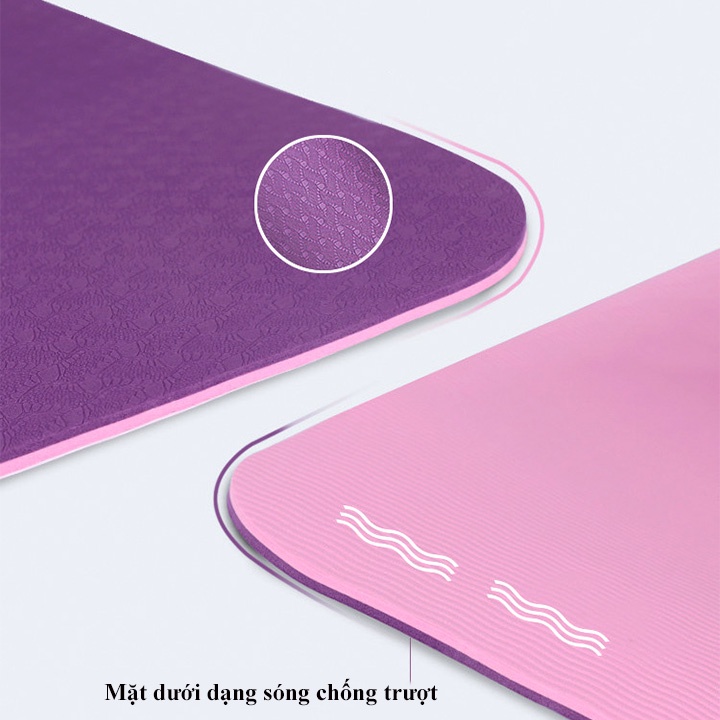 Thảm Tập Yoga Gym 2 Lớp TPE Chống Trơn Trượt 6mm-8mm tập tại nhà