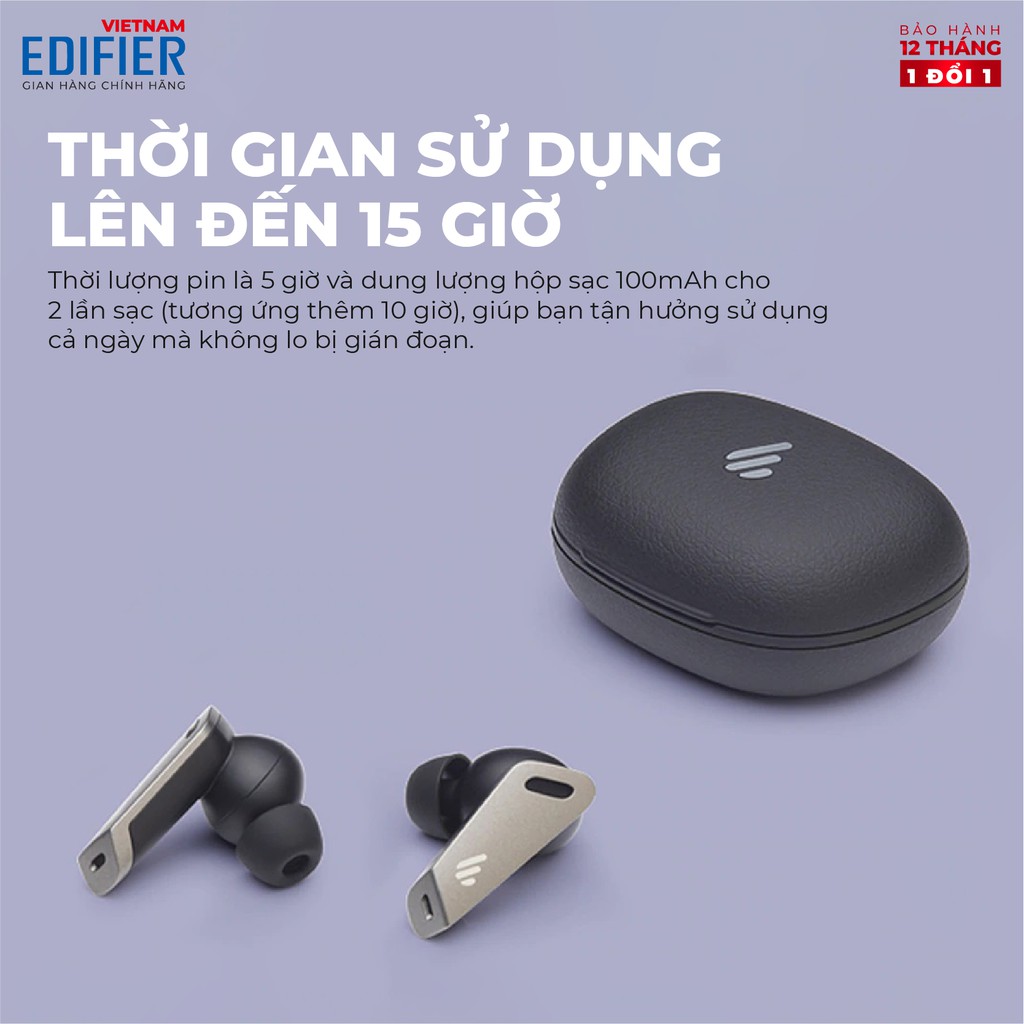 Tai nghe Bluetooth 5.0 EDIFIER TWS NB2 Âm thanh Stereo Chống nước IPX5 - Hàng chính hãng - Bảo hành 12 tháng 1 đổi 1