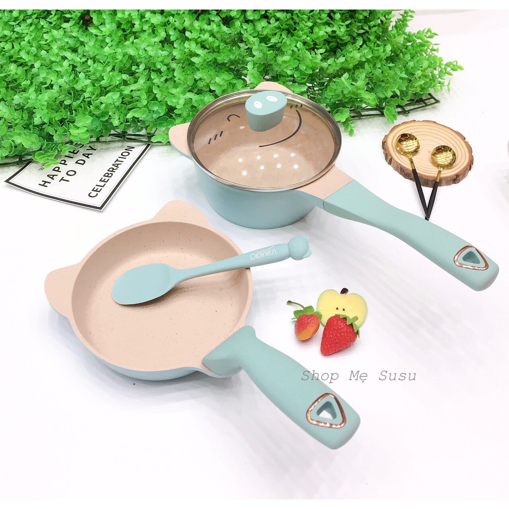 Bộ Nồi Chảo Cao Cấp Didinika 16cm kèm xửng hấp cho bé ăn dặm