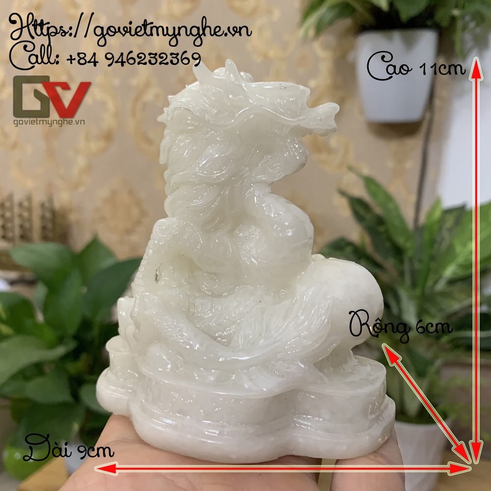 Tượng Đá Trang Trí Để Bàn Rồng Phong Thủy - Đá Non Nước - Cao 10cm