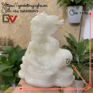 Tượng Đá Trang Trí Để Bàn Rồng Phong Thủy - Đá Non Nước - Cao 10cm
