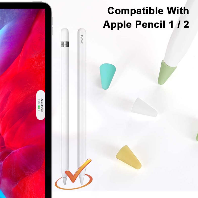 Bộ 6 bọc ngòi cho Apple Pencil 1 Pencil 2, Nắp bảo vệ ngòi silicone chống trượt Vỏ bảo vệ đầu ngòi bút