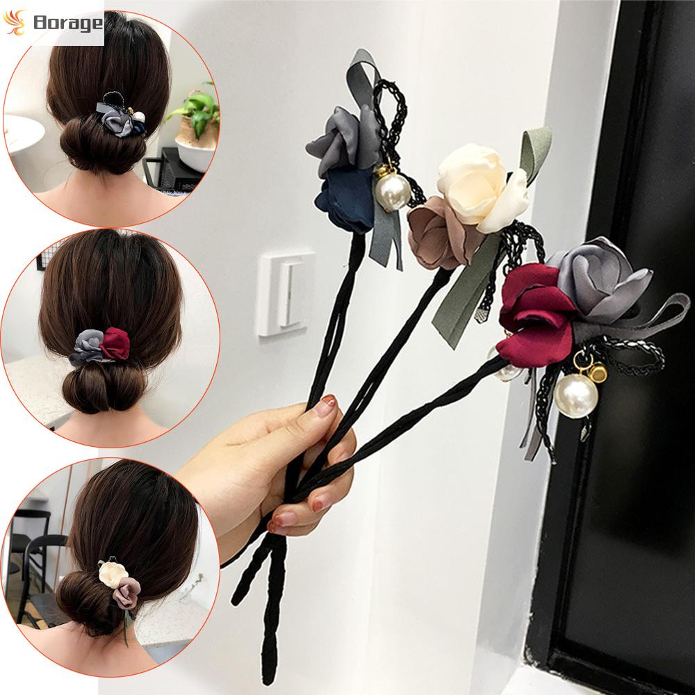 Ghim búi tóc kiểu hoa đính ngọc trai giả thời trang dành cho nữ