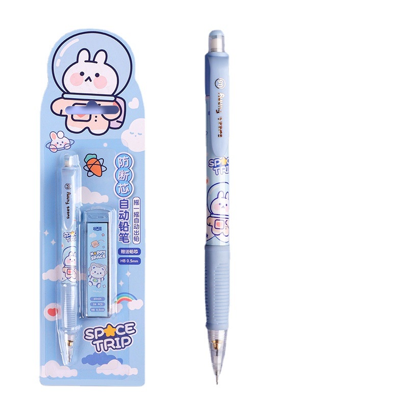 Bộ Bút Chì Cơ Tự Động Thiết Kế Hình Thỏ Hoạt Hình Ngọt Ngào Kèm 12 Ngòi Bút 0.5mm Thay Thế C7202